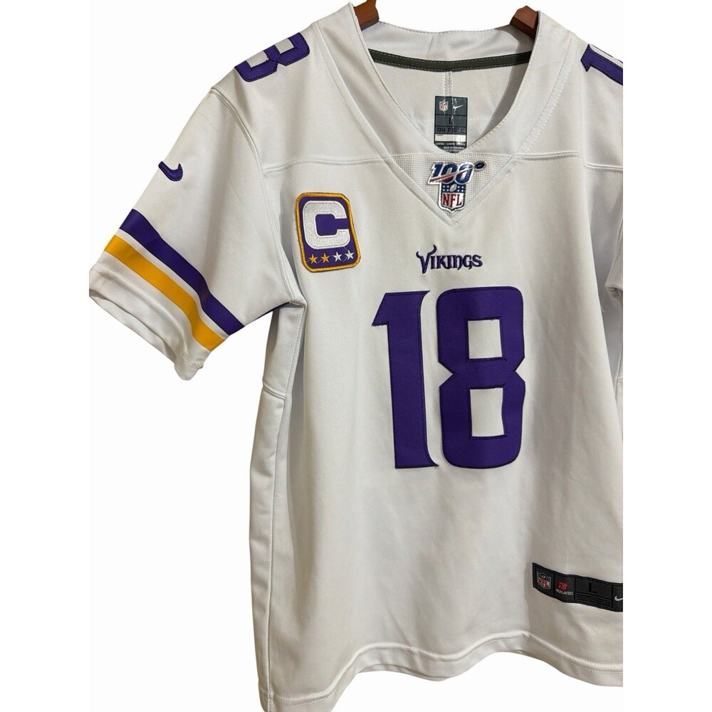Justin Jefferson Minnesota Vikings Nike Football Game Jersey White Youth Size L - Picture 2 of 6